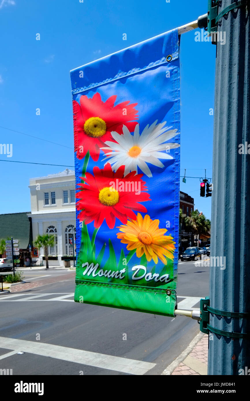 Montage historique Mt. Le centre-ville de Floride Dora Donnelly Street signs directions entreprises Banque D'Images