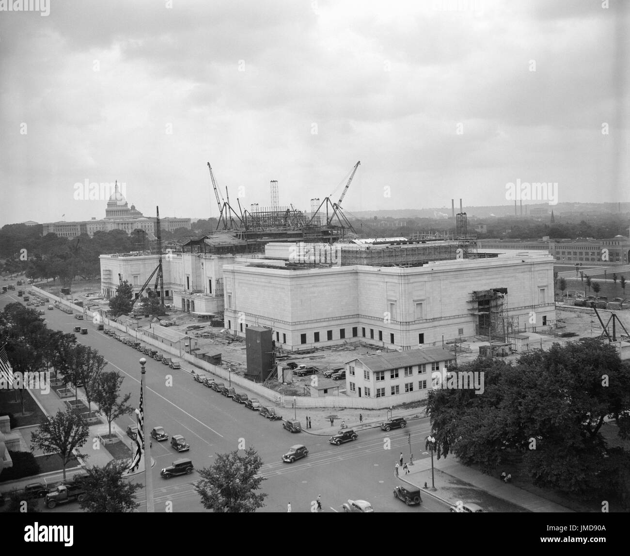 Construction de la National Gallery of Art, Washington DC, USA, Harris et Ewing, 1939 Banque D'Images