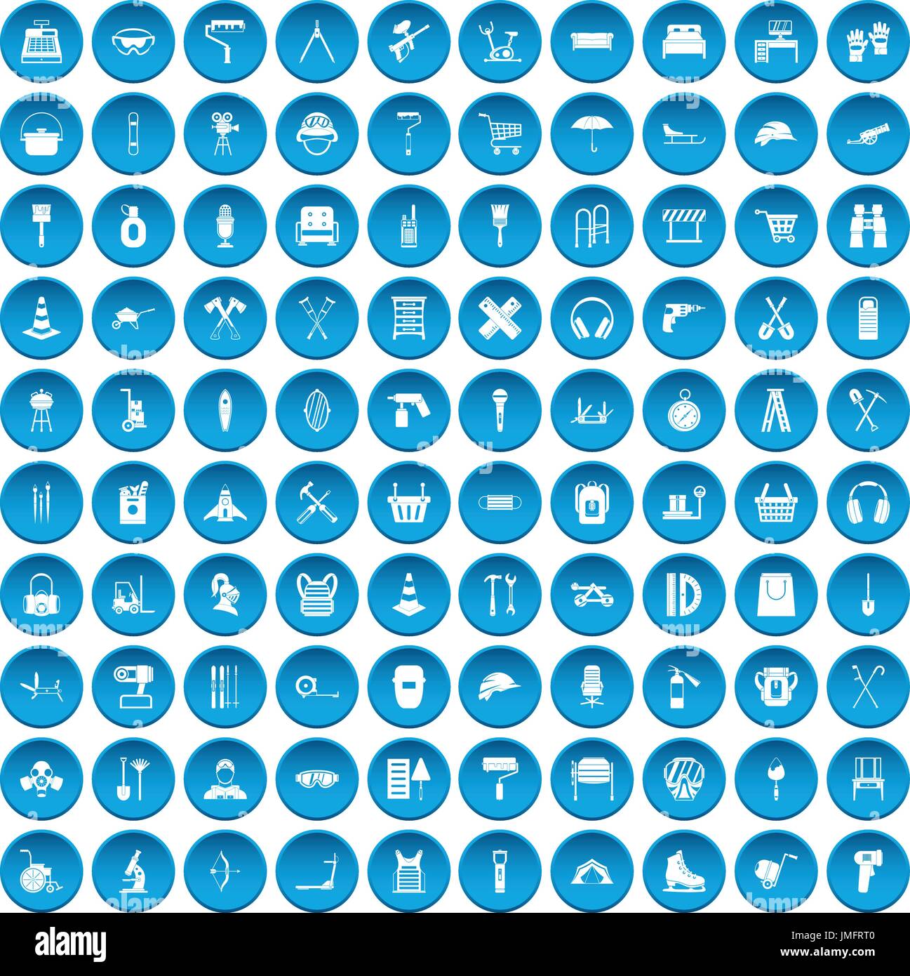 Costume Bleu 100 icons set Illustration de Vecteur