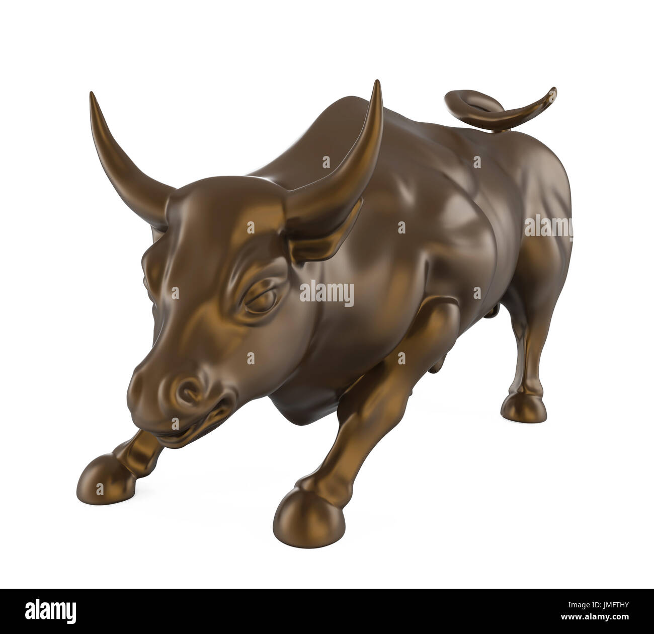 Wall Street Bull charge isolée Statue Banque D'Images