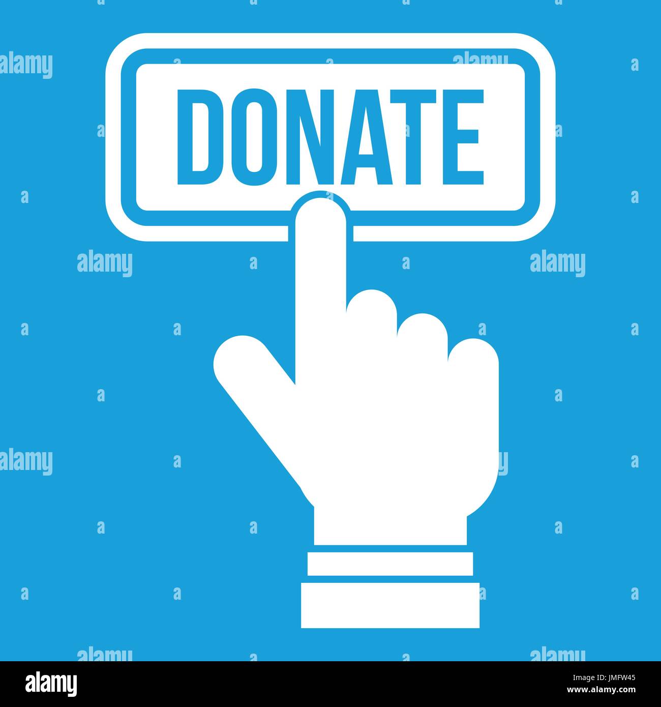 Main appuie sur le bouton pour faire un don white icône Illustration de Vecteur