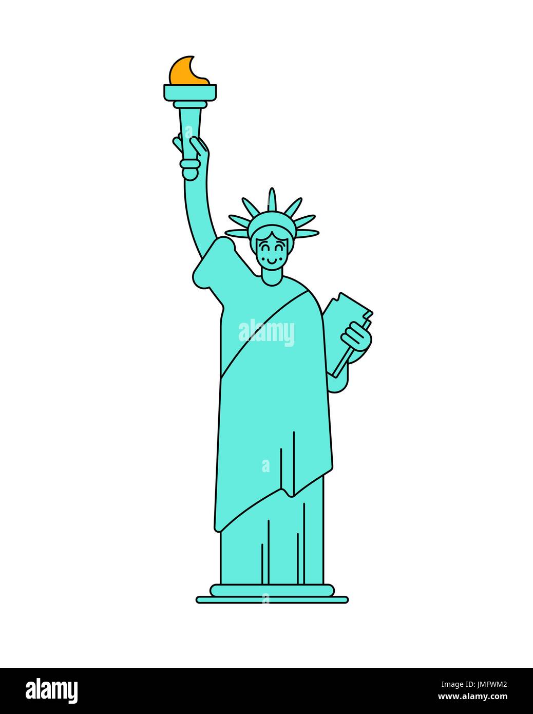 Statue de la liberté de style linéaire. Vue du Nord. Sculpture USA New York. Symbole de la liberté américaine Illustration de Vecteur