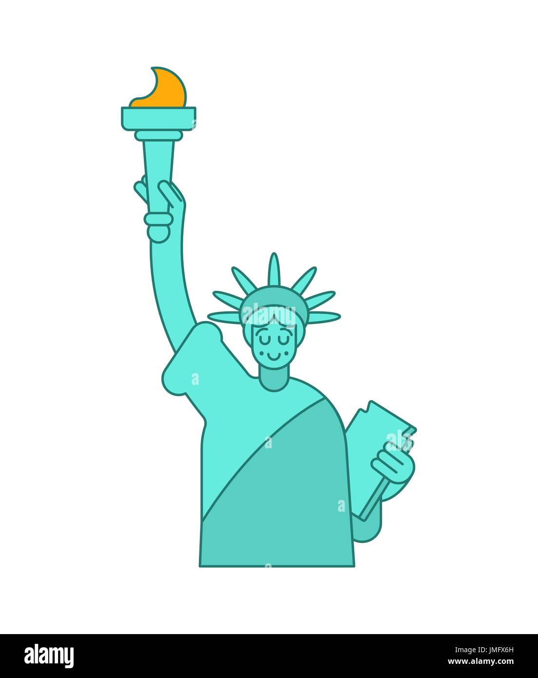 Statue de la liberté de style linéaire. Vue du Nord. Sculpture USA New York. Symbole de la liberté américaine Illustration de Vecteur