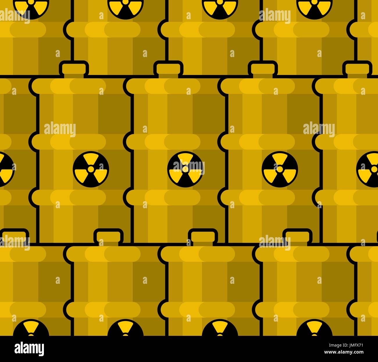 Le corps jaune avec des déchets toxiques radioactifs. modèle Canister avec ornement. acide chimique toxique risque d'arrière-plan du fourreau. La polluti Illustration de Vecteur