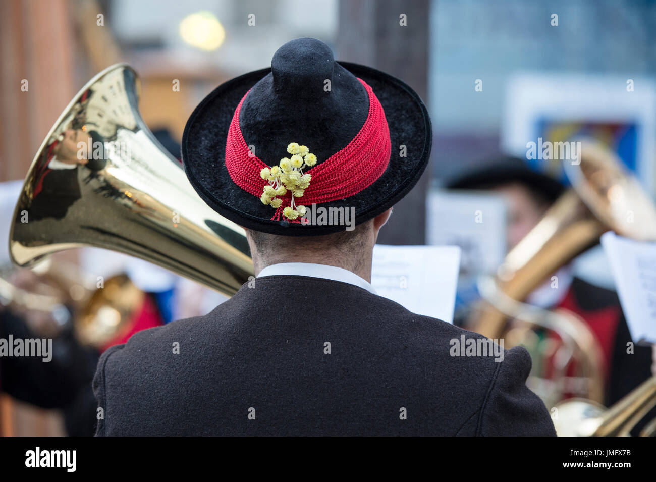L'Italie, Trentin-Haut-Adige, Val Venosta, Glorenza, musiciens Banque D'Images