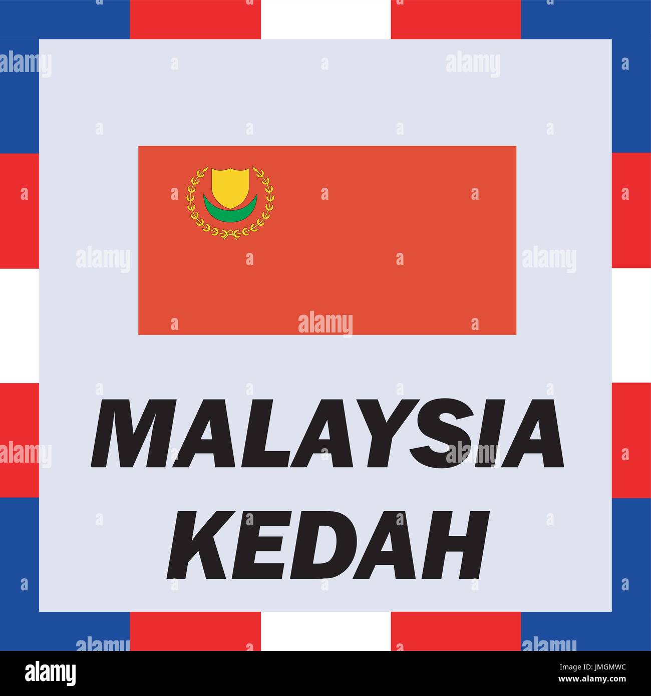 L'enseigne officielle, drapeau et d'arm de Malaisie - Kedah Illustration de Vecteur