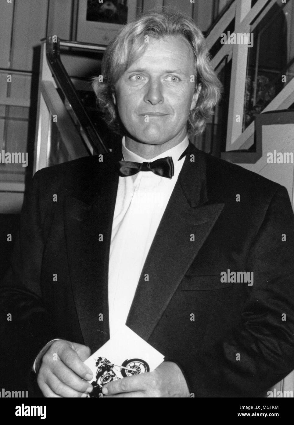 Rutger Hauer, acteur néerlandais, assiste à la remise des prix de vidéogrammes britannique à Londres, Angleterre le 18 octobre 1990. Il est bien connu pour son rôle dans film de science fiction Blade Runner. Banque D'Images