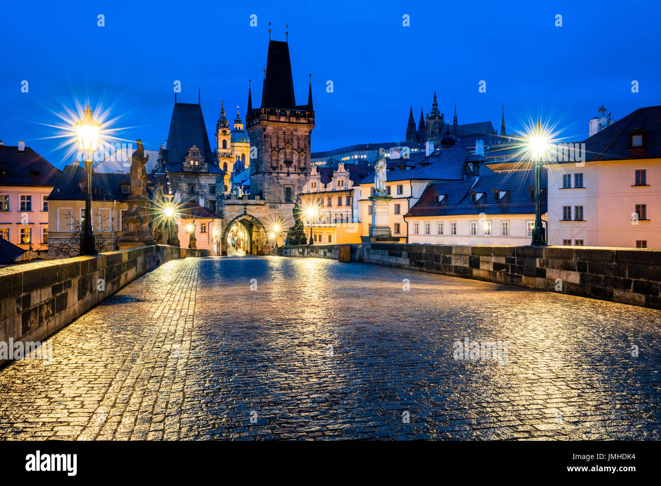 L'Europe, République tchèque, Tchéquie, Prague, vieille ville historique, l'UNESCO, le pont Charles, monument emblématique, Karluv Most sur la rivière Vltava ou Moldau Banque D'Images