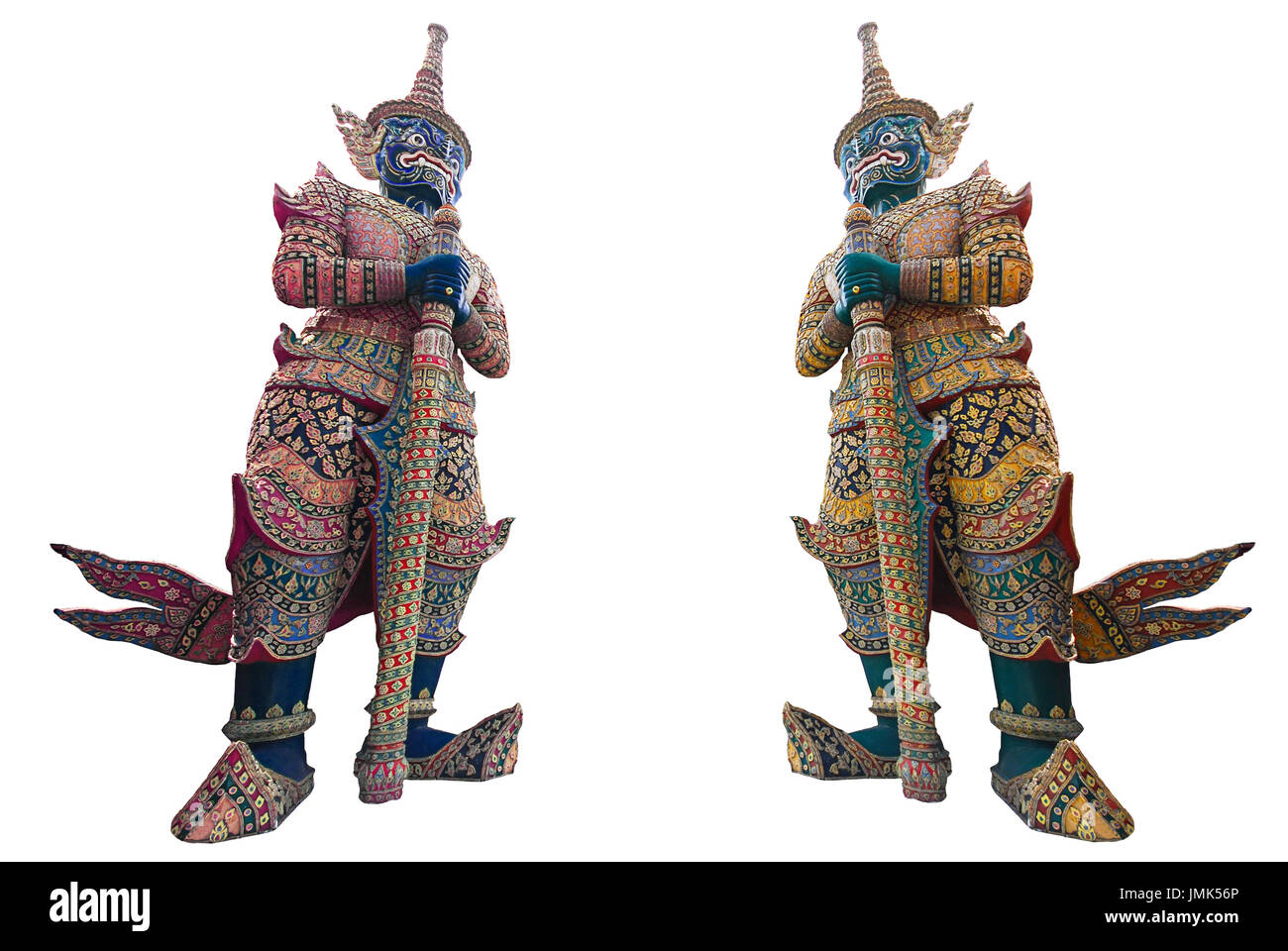 Thai Giant, un garde démon qui sont devant la porte du temple au grand palace. Solide sur fond blanc. Banque D'Images