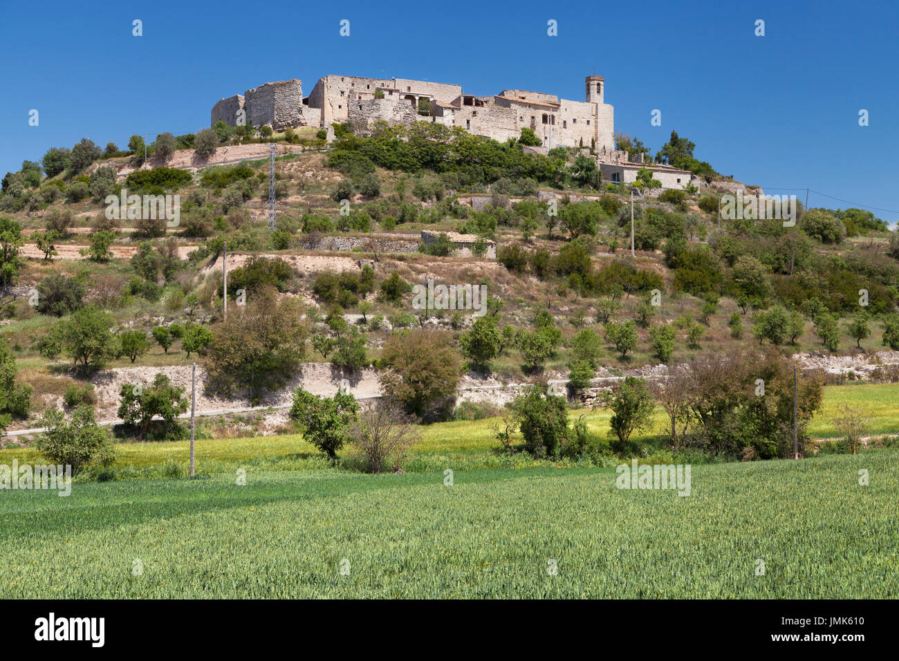 Village fortifié de Vergos Guerrejat à Lleida, en Catalogne. Banque D'Images