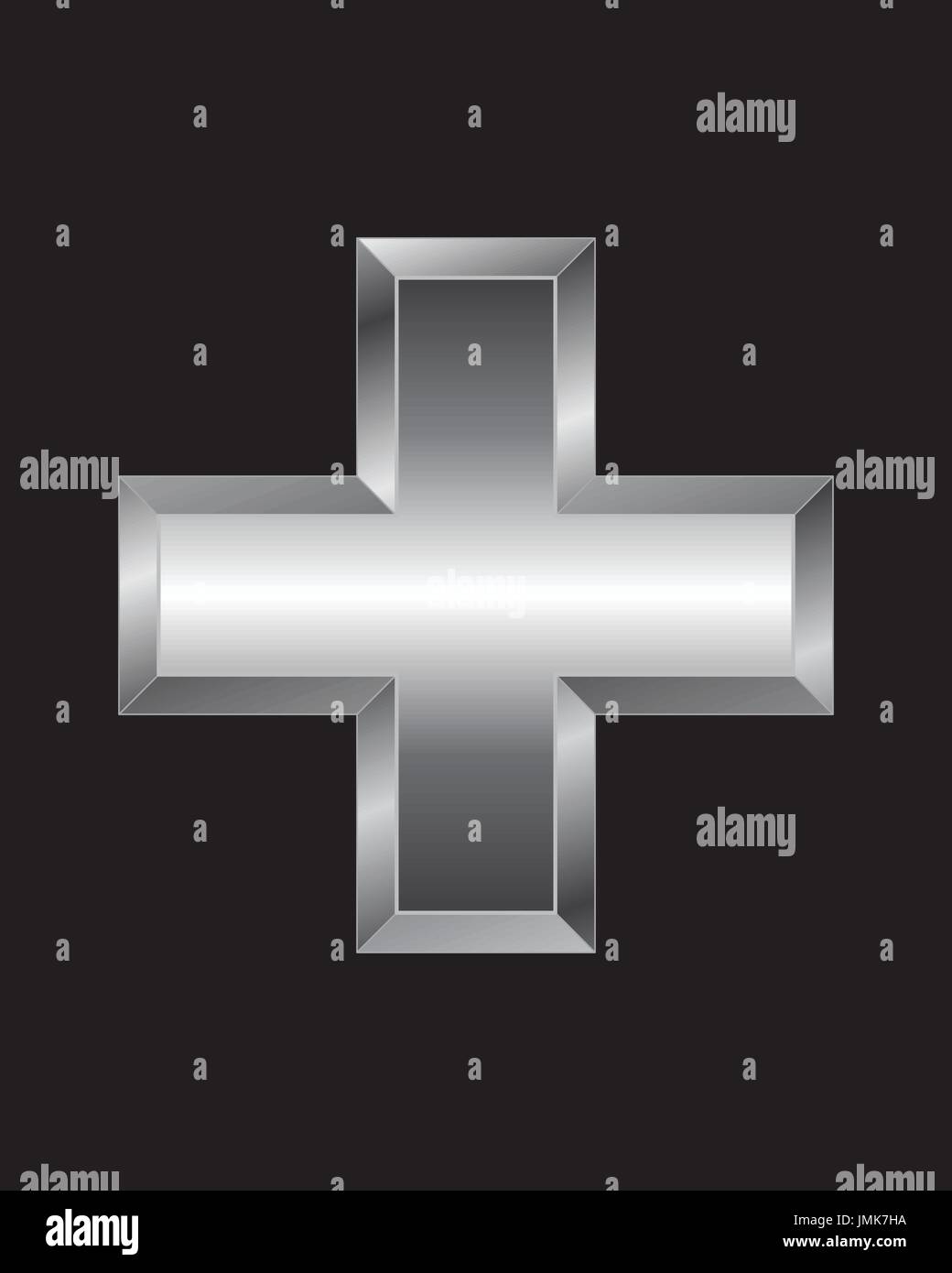 Biseauté rectangulaire metal police - signe plus, vector Illustration de Vecteur