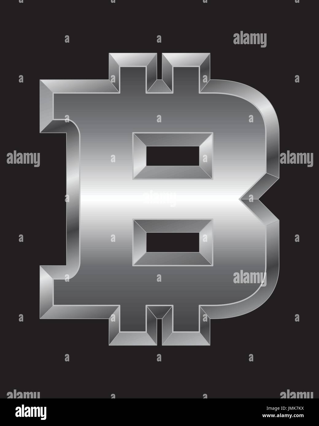 Biseauté rectangulaire metal font - symbole de devise bitcoin, vector Illustration de Vecteur