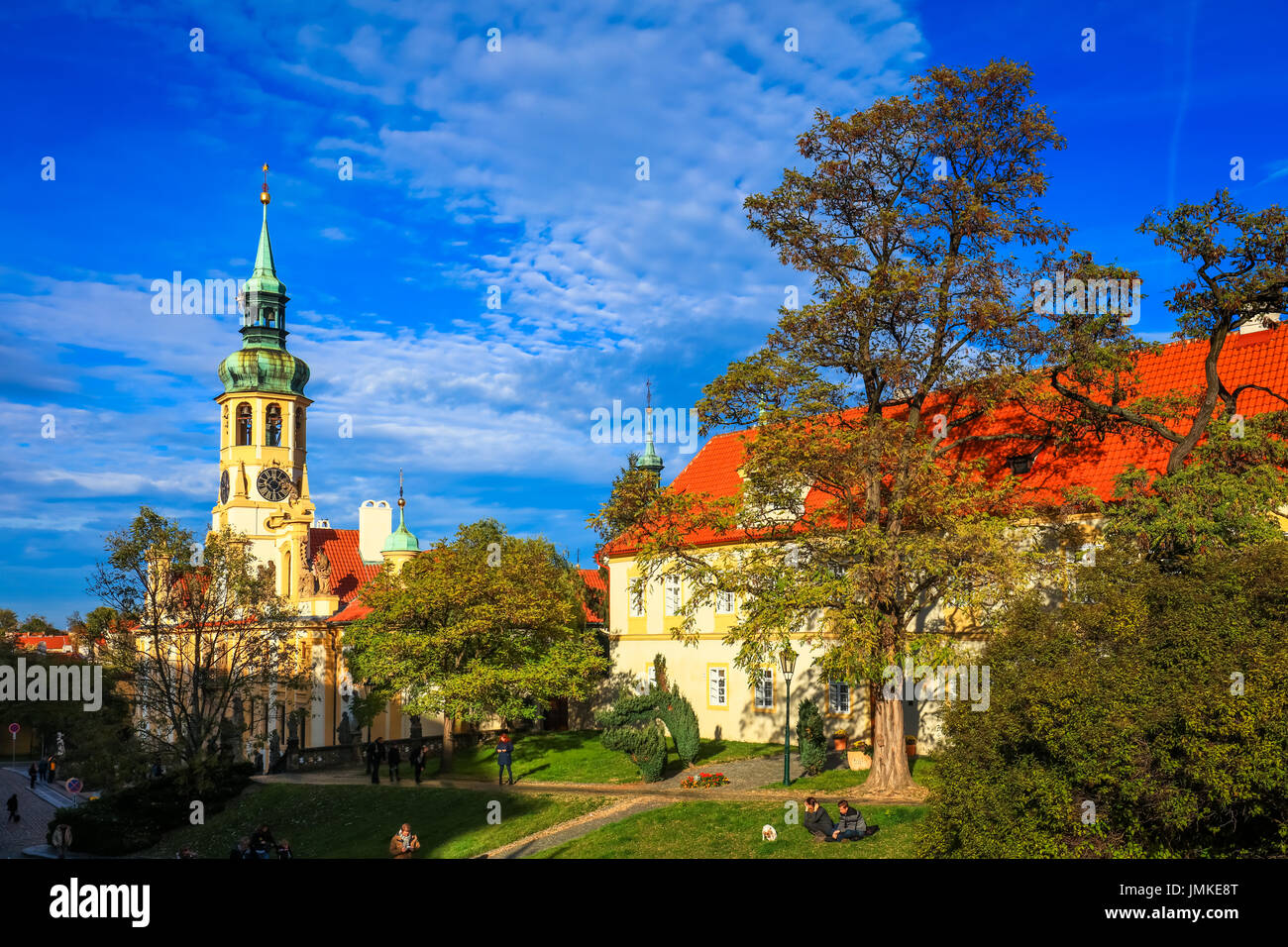 L'Europe, République tchèque, Tchéquie, Prague, l'UNESCO, Hradcany, quartier du château, monument historique baroque, Loreta, cloître, tour de l'horloge Banque D'Images