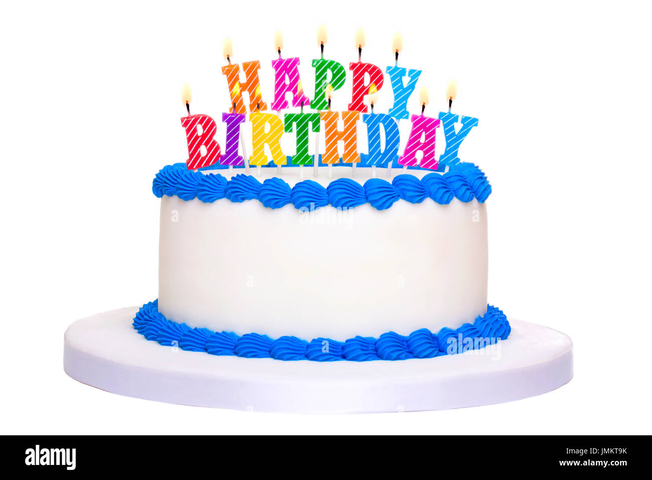Anniversaire Gateau Decore Avec Happy Birthday Candles Photo Stock Alamy