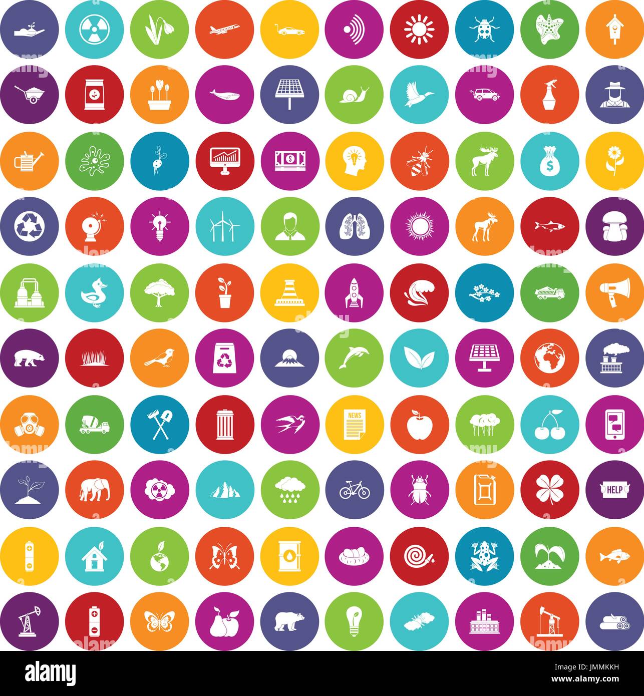 Eco 100 icônes de couleur Illustration de Vecteur