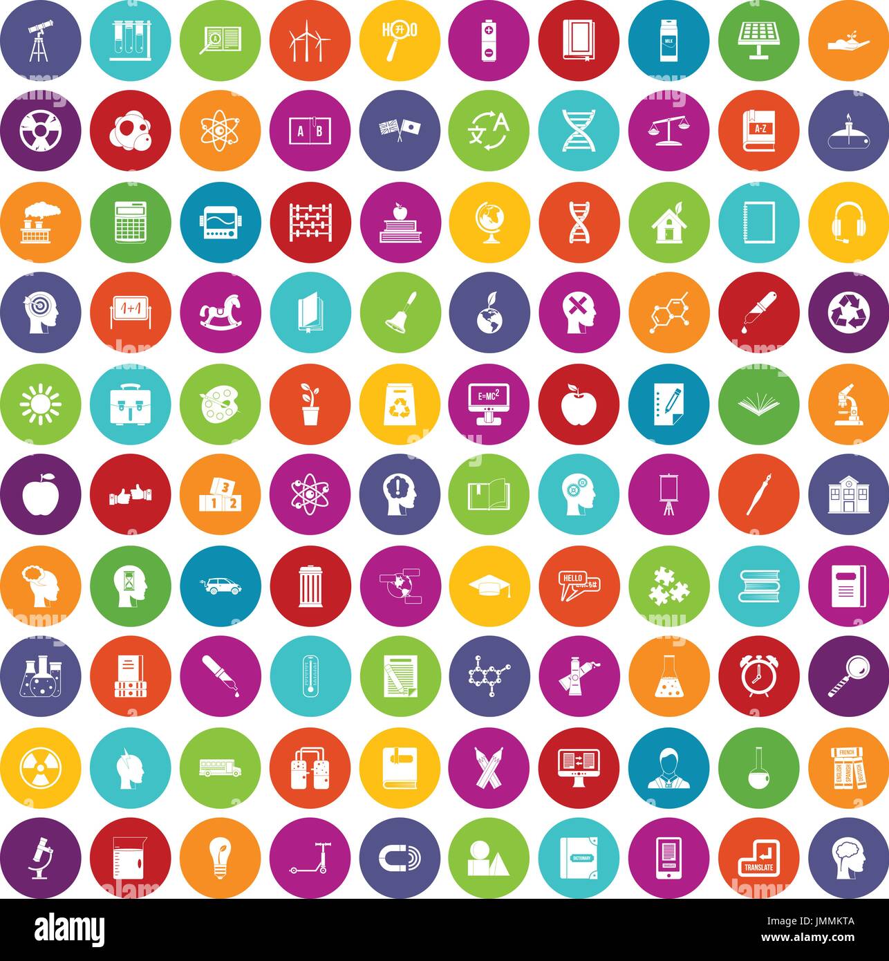 L'éducation 100 icons set color Illustration de Vecteur