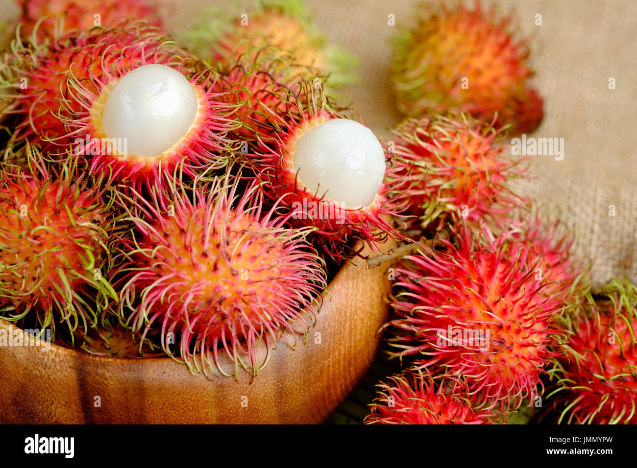 Rambutan fruit rouge frais Banque D'Images