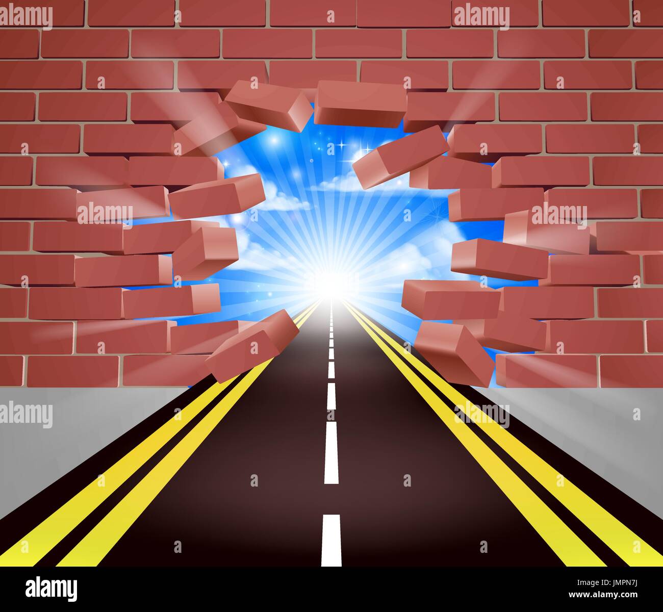 La rupture de la route à travers la paroi Illustration de Vecteur