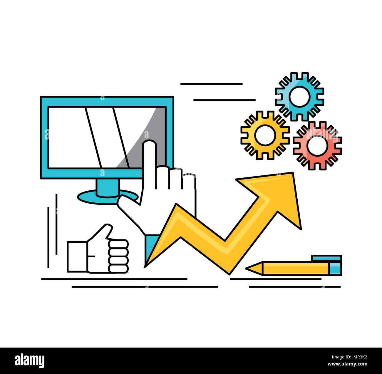 Processus de développement d'équipe pour la technologie Illustration de Vecteur