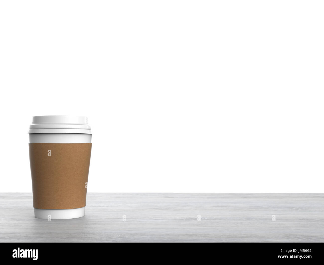 Le papier blanc en rendu 3D tasse de café sur fond blanc Banque D'Images