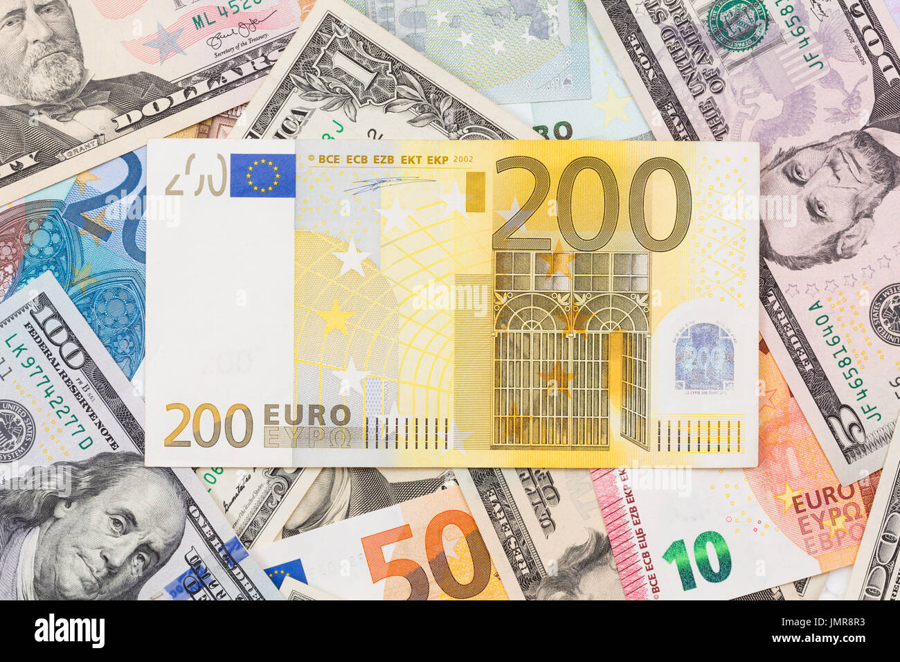 Deux principales monnaies fortes - US dollar et l'euro. Banque D'Images