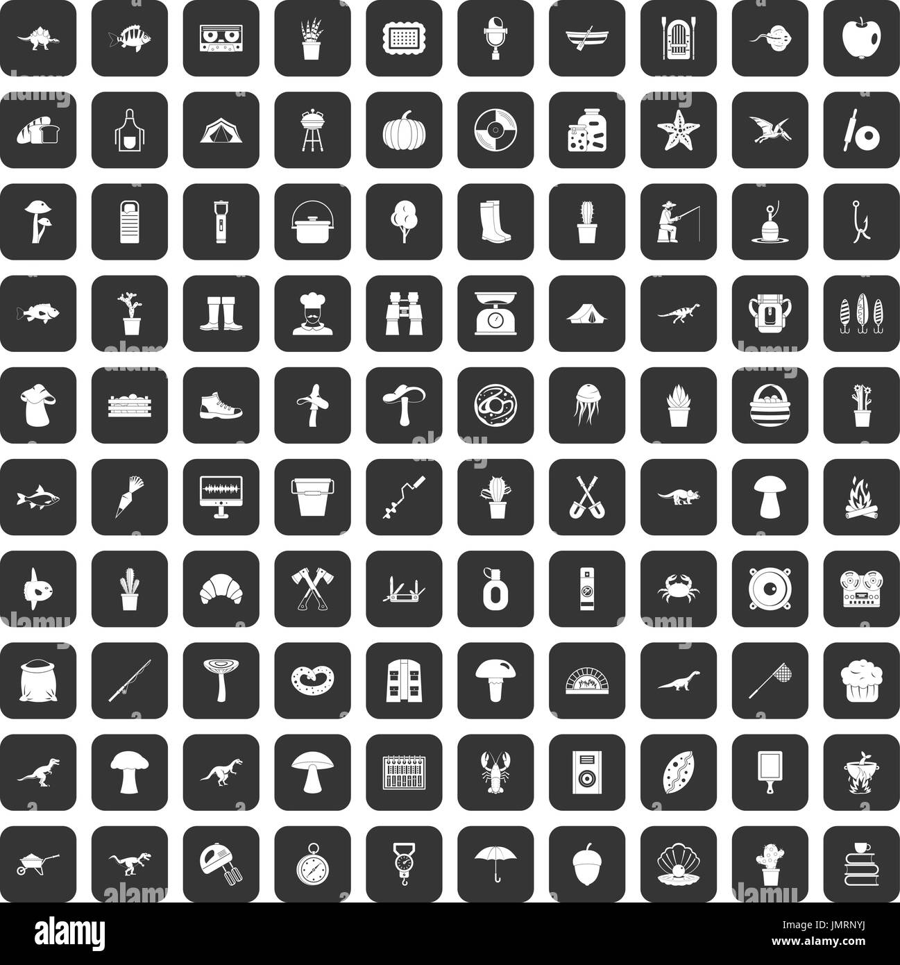 Hobby 100 icons set black Illustration de Vecteur