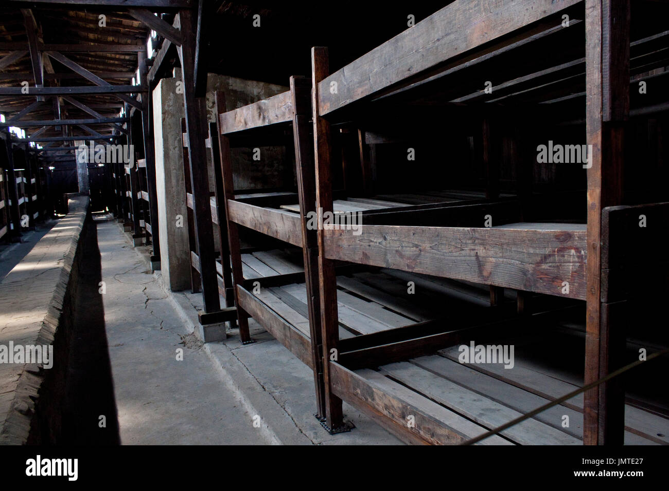 Places pour les prisonniers dans le camp de concentration d'Auschwitz, Pologne Banque D'Images