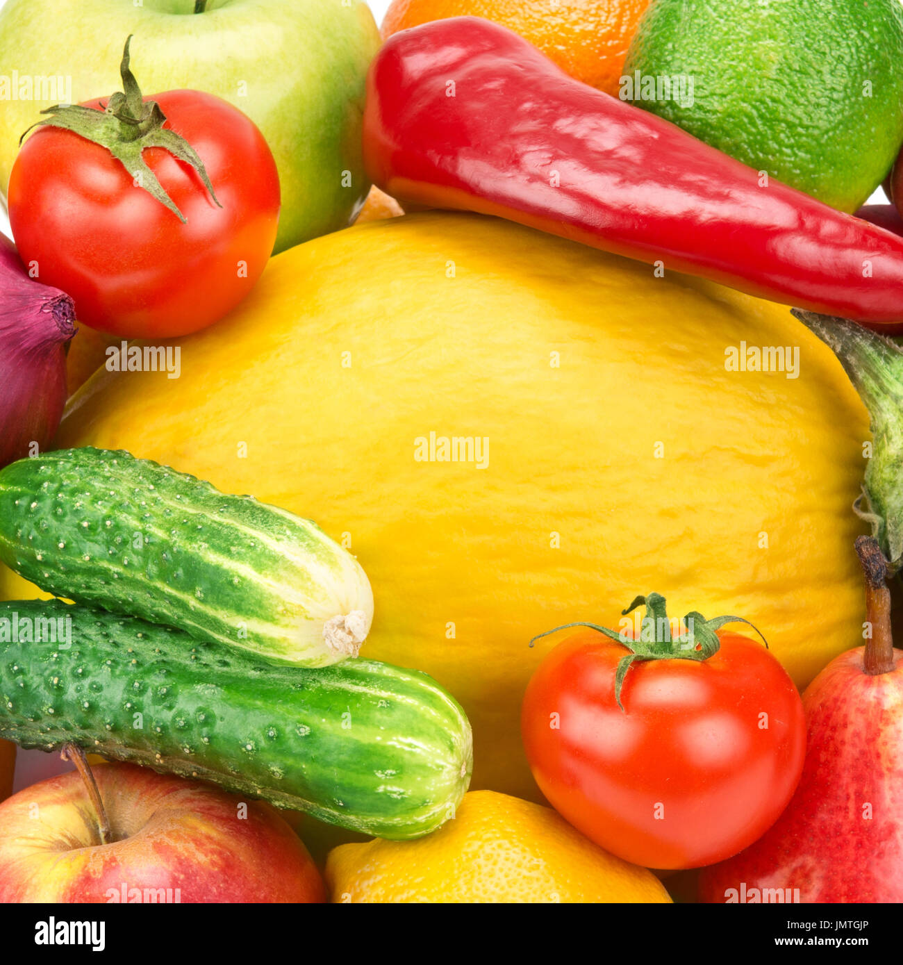 Arrière-plan d'une série de fruits et légumes Banque D'Images
