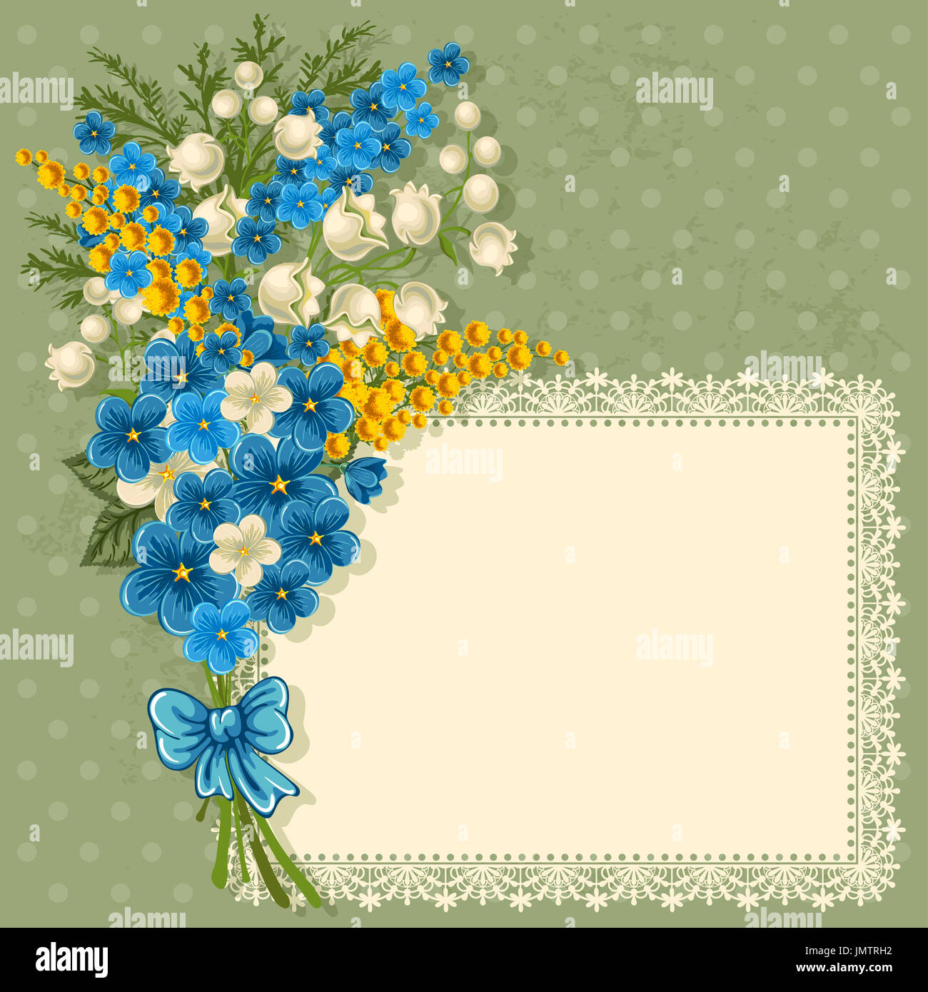 Jolie Carte De Souhaits Avec Bouquet De Fleurs De Printemps Et De La Place Pour Votre Texte Photo Stock Alamy