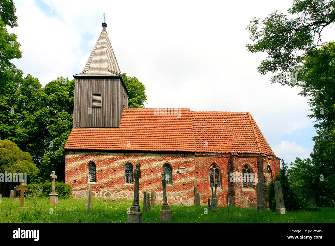 Dans l'église de briques rouges, Zicker brut Moenchgut Ruegen Island, péninsule, ou l'Île Rugia, Mecklembourg-Poméranie-Occidentale, Allemagne, Europe Banque D'Images