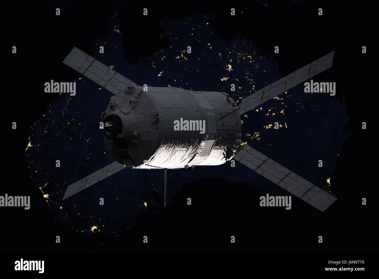 Vaisseaux Cargo - Le véhicule de transfert automatique sur la planète Terre. Éléments de cette image fournie par la NASA. Banque D'Images