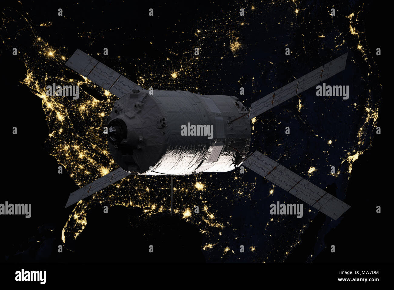 Vaisseaux Cargo - Le véhicule de transfert automatique sur la planète Terre. Éléments de cette image fournie par la NASA. Banque D'Images