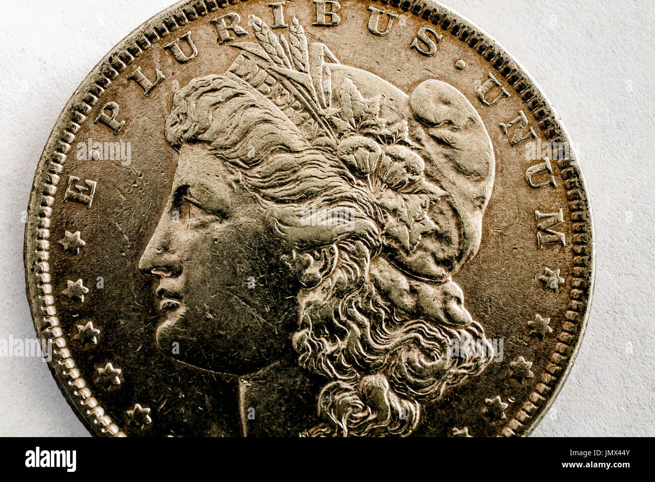 Plan Macro sur Morgan Dollar, tonique de l'image. Banque D'Images