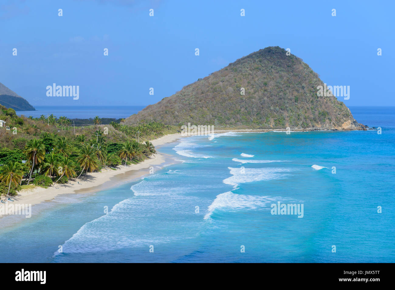 Plage de Long Bay Beach Club, l'île de Tortola, British Virgin Islands, mer des Caraïbes Banque D'Images