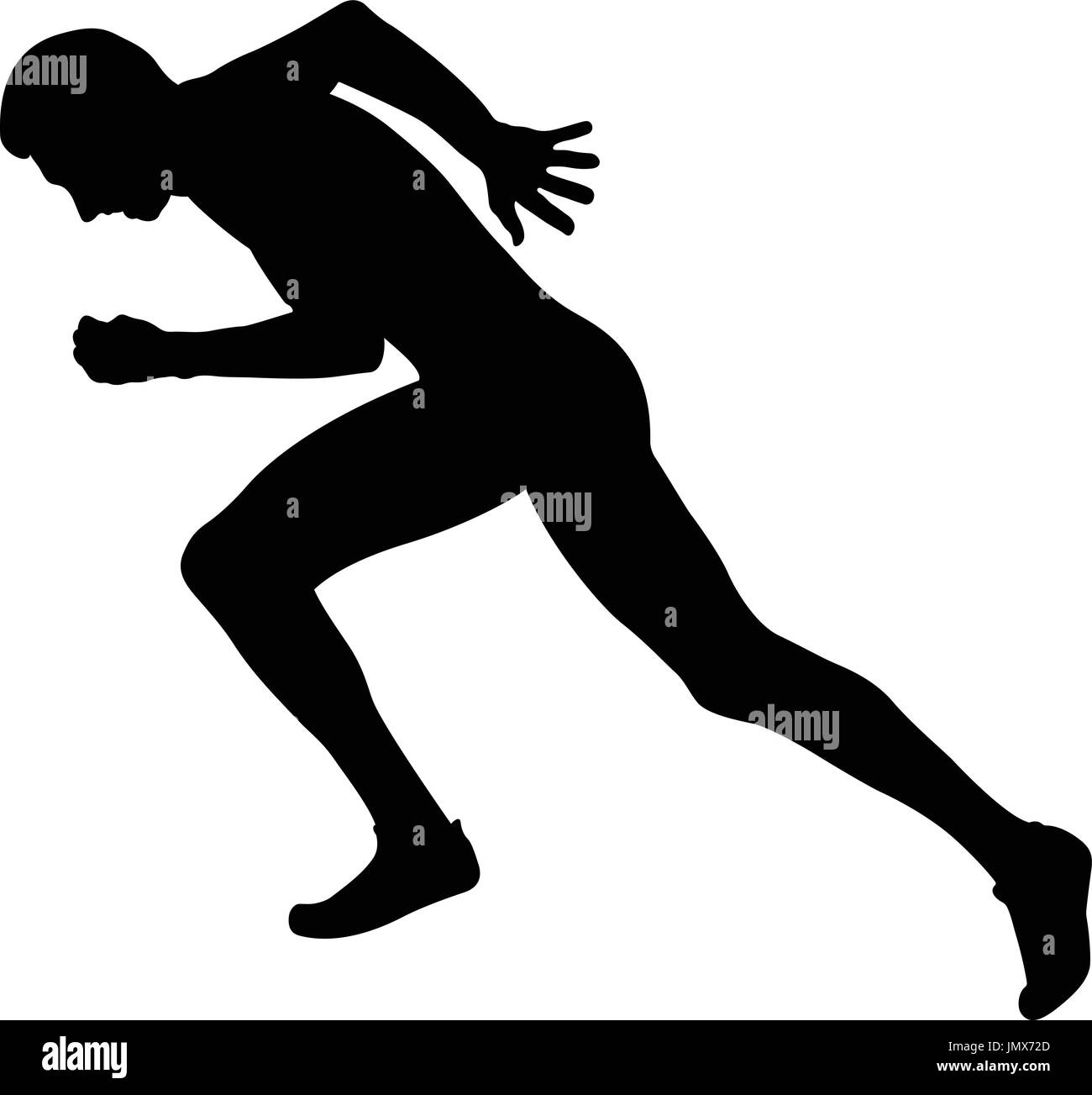 L'homme de commencer runner sprinter silhouette noire Illustration de Vecteur