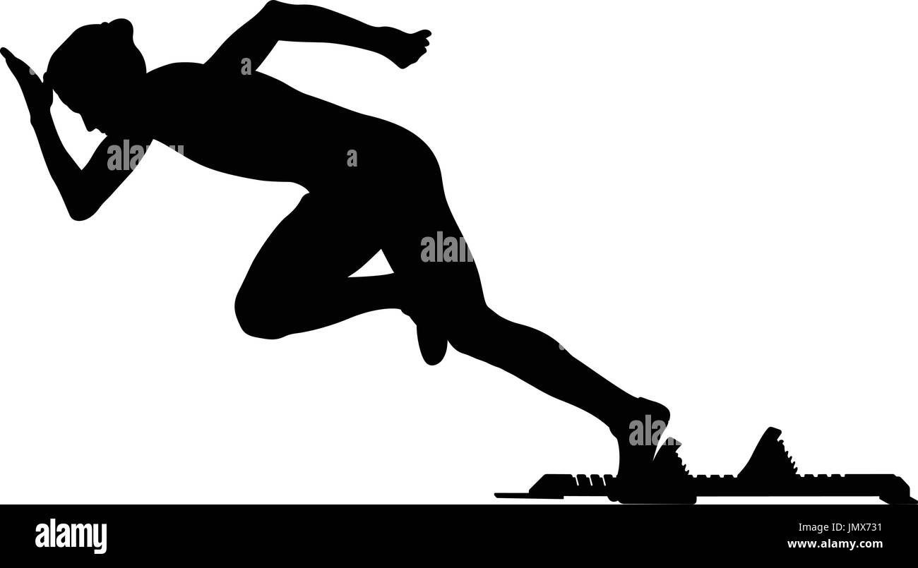 Départ explosif woman runner sprinter à partir de blocs de départ Illustration de Vecteur