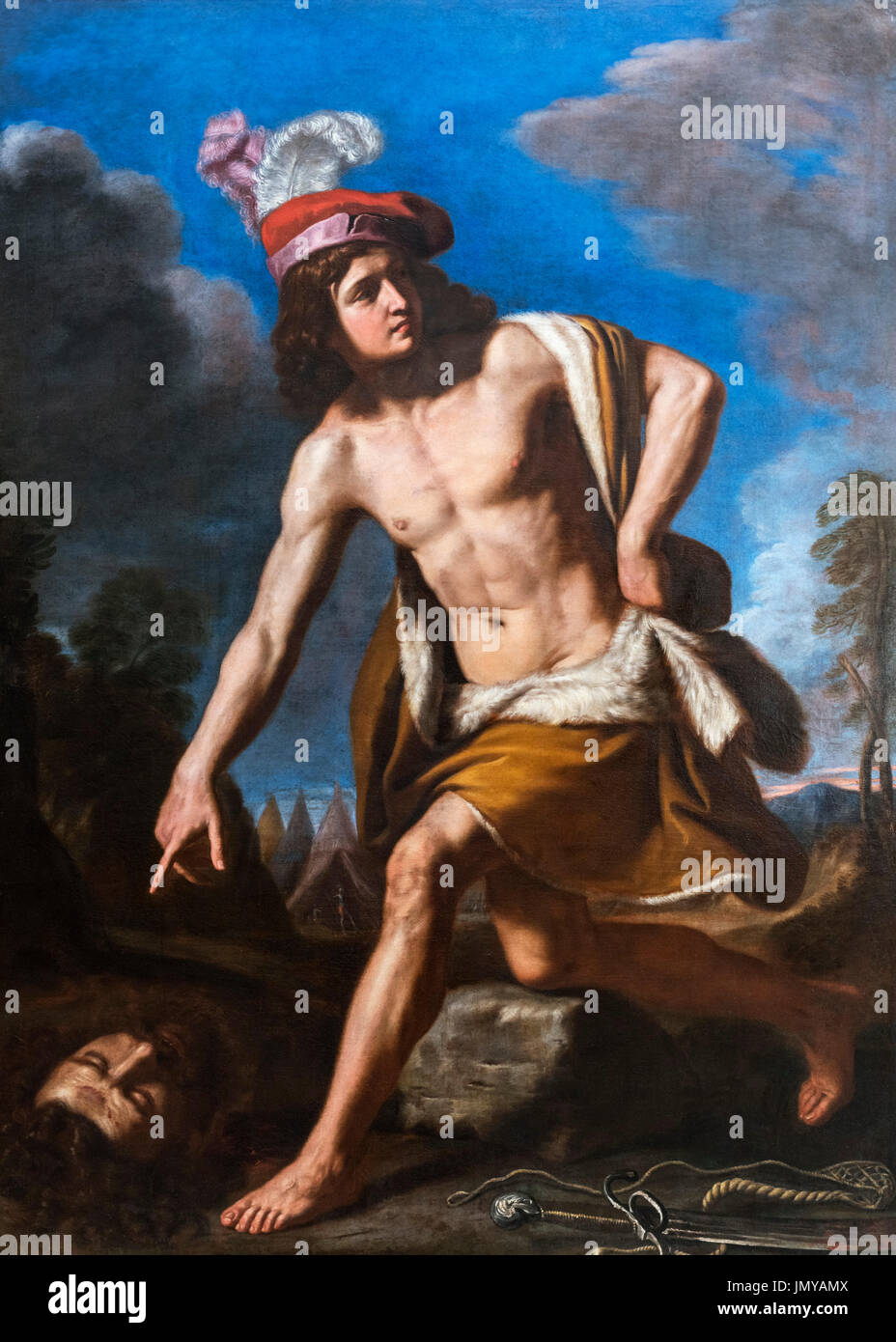 David avec la tête de Goliath, par le Guerchin (Giovanni Francesco Barbieri 15911666), huile