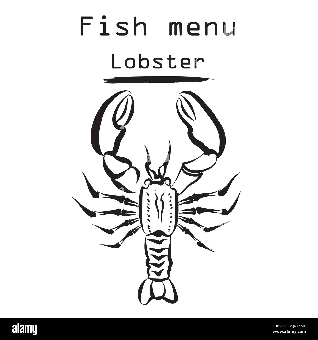 L'icône du homard. Menu fruits de mer label. Le restaurant de poisson de fond du couvercle. Banque D'Images