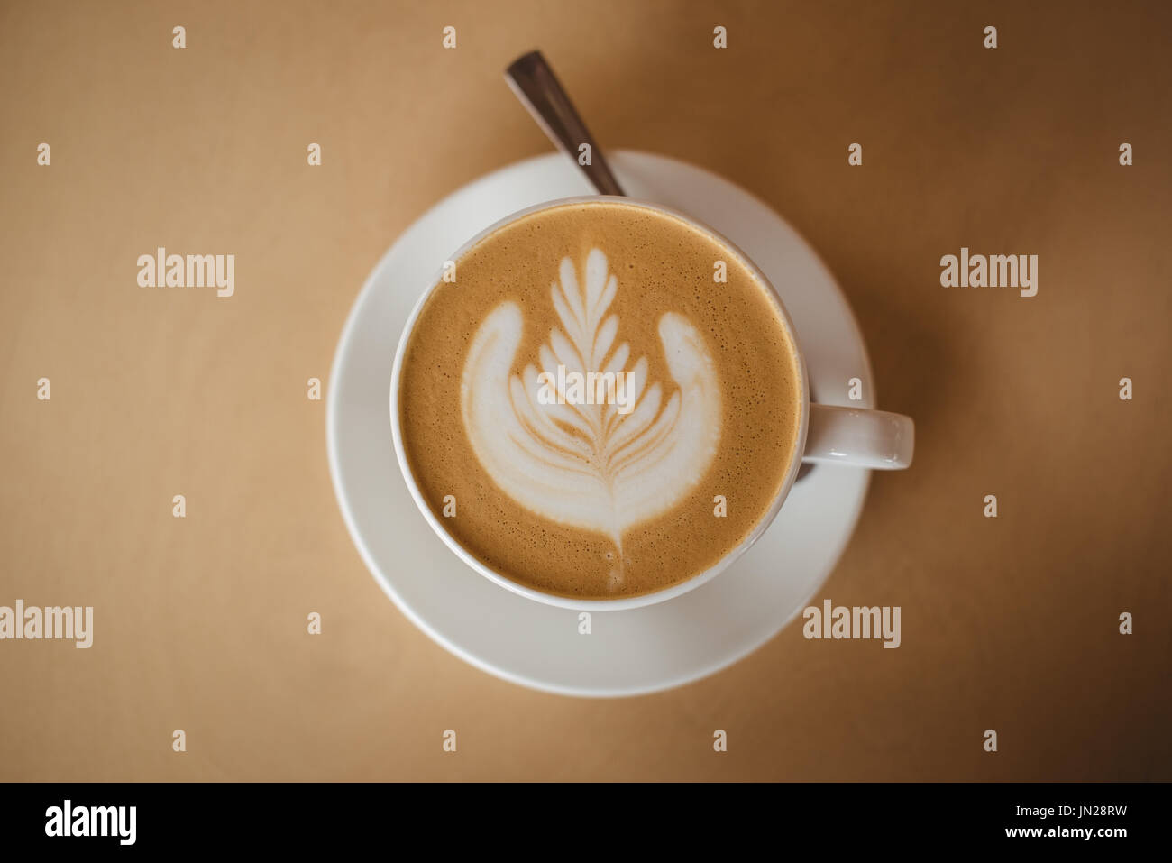 Vue de dessus de table à café cappuccino sur Banque D'Images