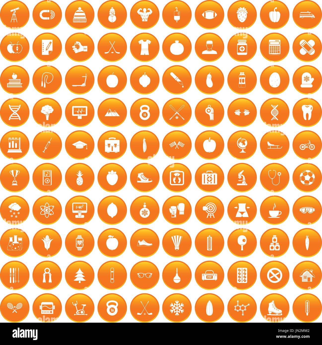 100 personne bien orange icons set Illustration de Vecteur