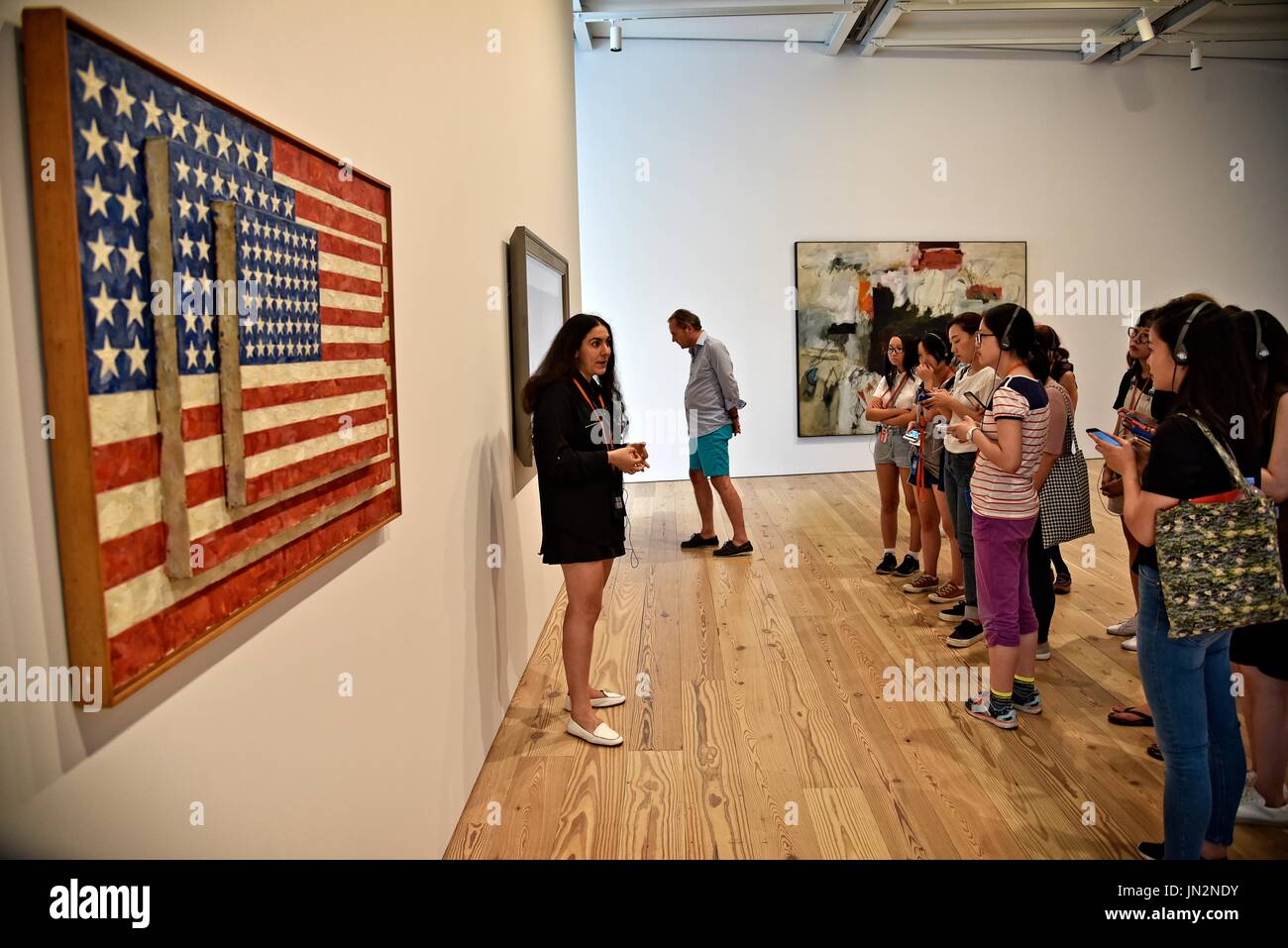 New York NY USA Whitney Museum of American Art, Jasper Johns, trois drapeaux, 1958 Banque D'Images