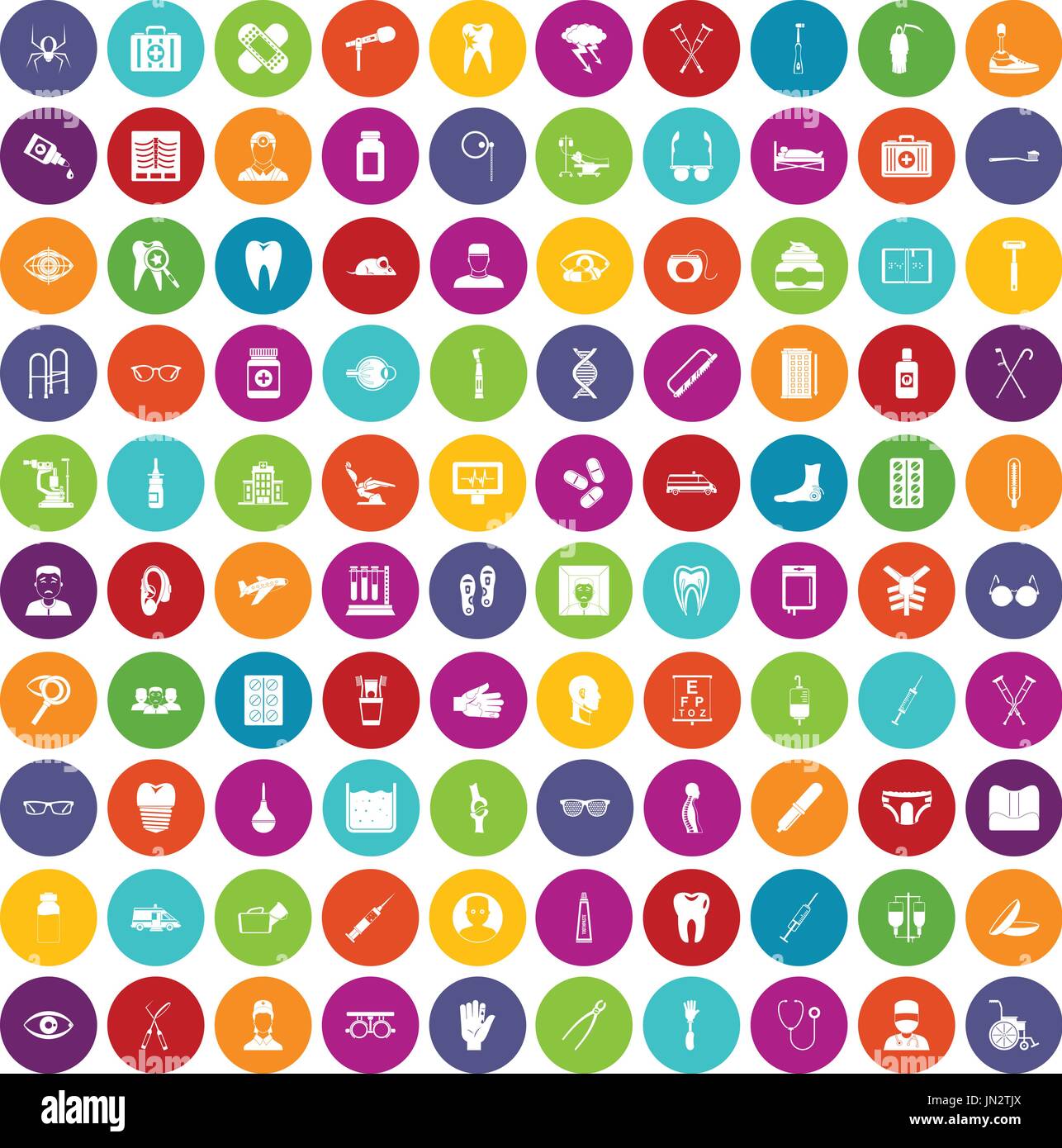 Treatmet 100 medical icons set color Illustration de Vecteur