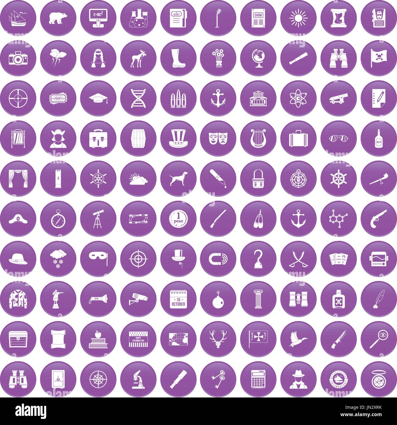 Jumelles 100 icons set purple Illustration de Vecteur