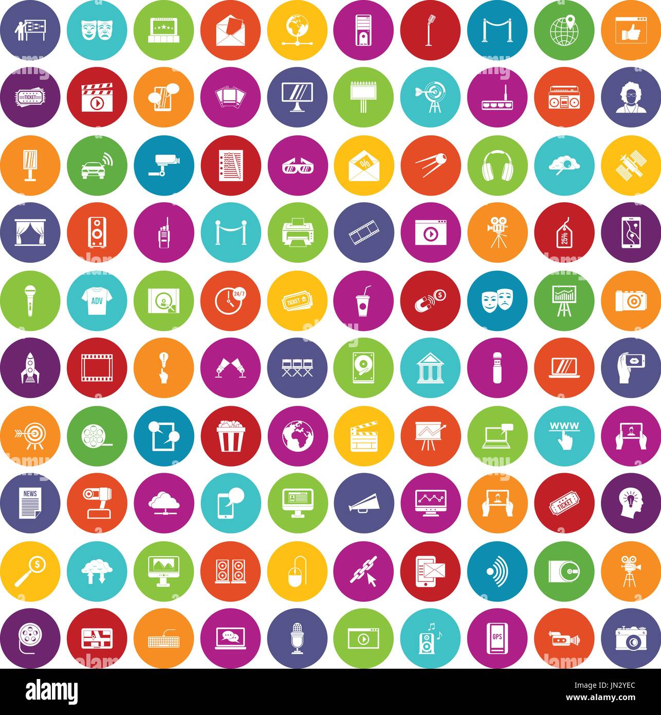 100 multimedia icons set color Illustration de Vecteur