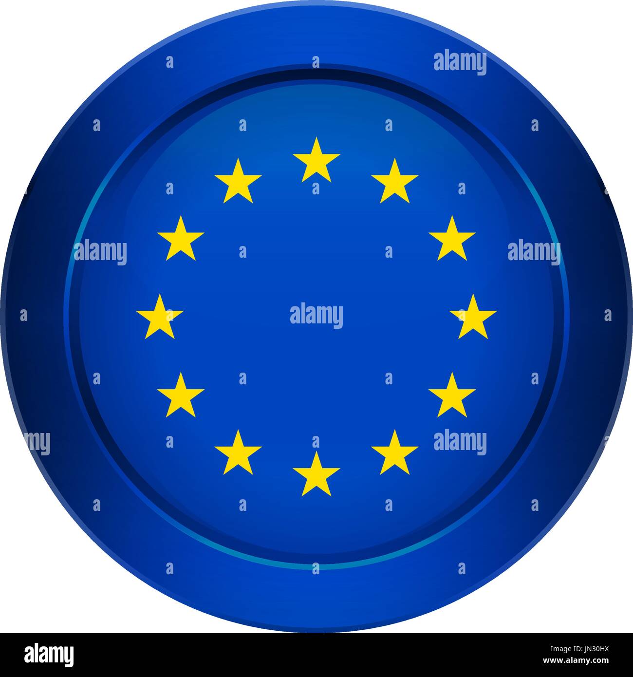 Bouton drapeau design. Drapeau de l'Union européenne sur le bouton rond. Modèle isolé pour vos dessins. Vector illustration. Illustration de Vecteur