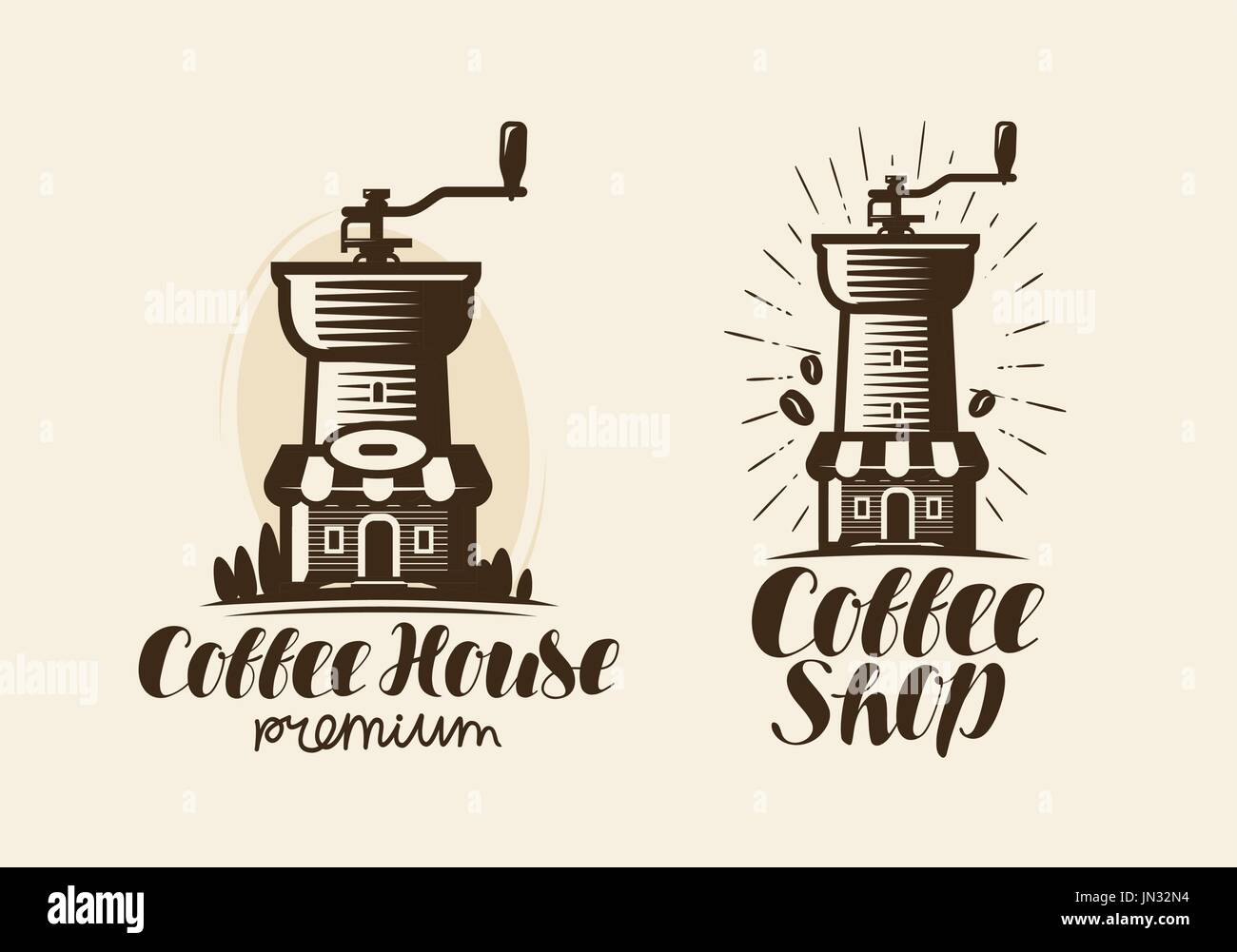 Café, espresso logo ou label. Pour l'élément de menu design restaurant ou un café. Lettres manuscrites, calligraphie vector illustration Illustration de Vecteur