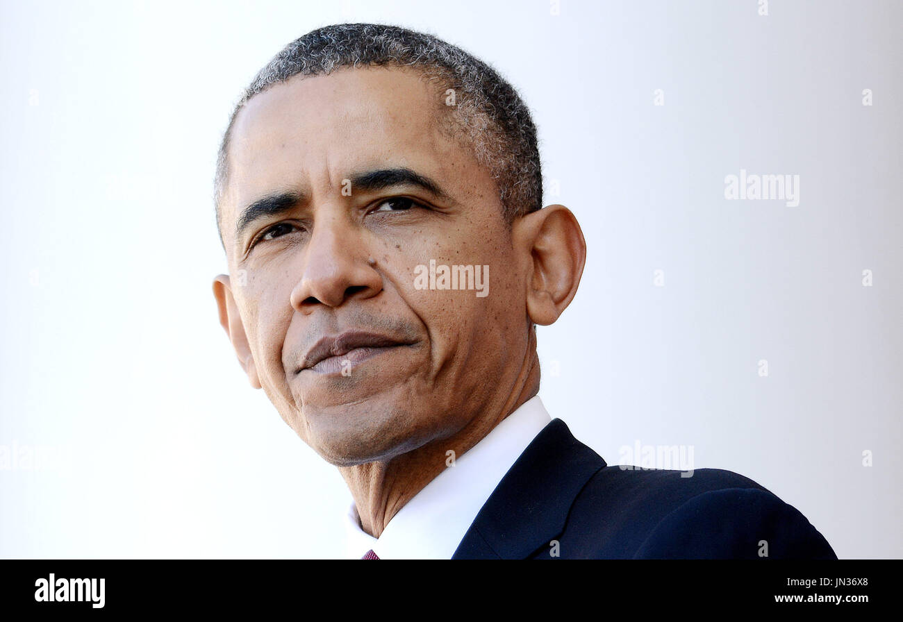 Le président des États-Unis, Barack Obama fait remarques au cours d'une ...