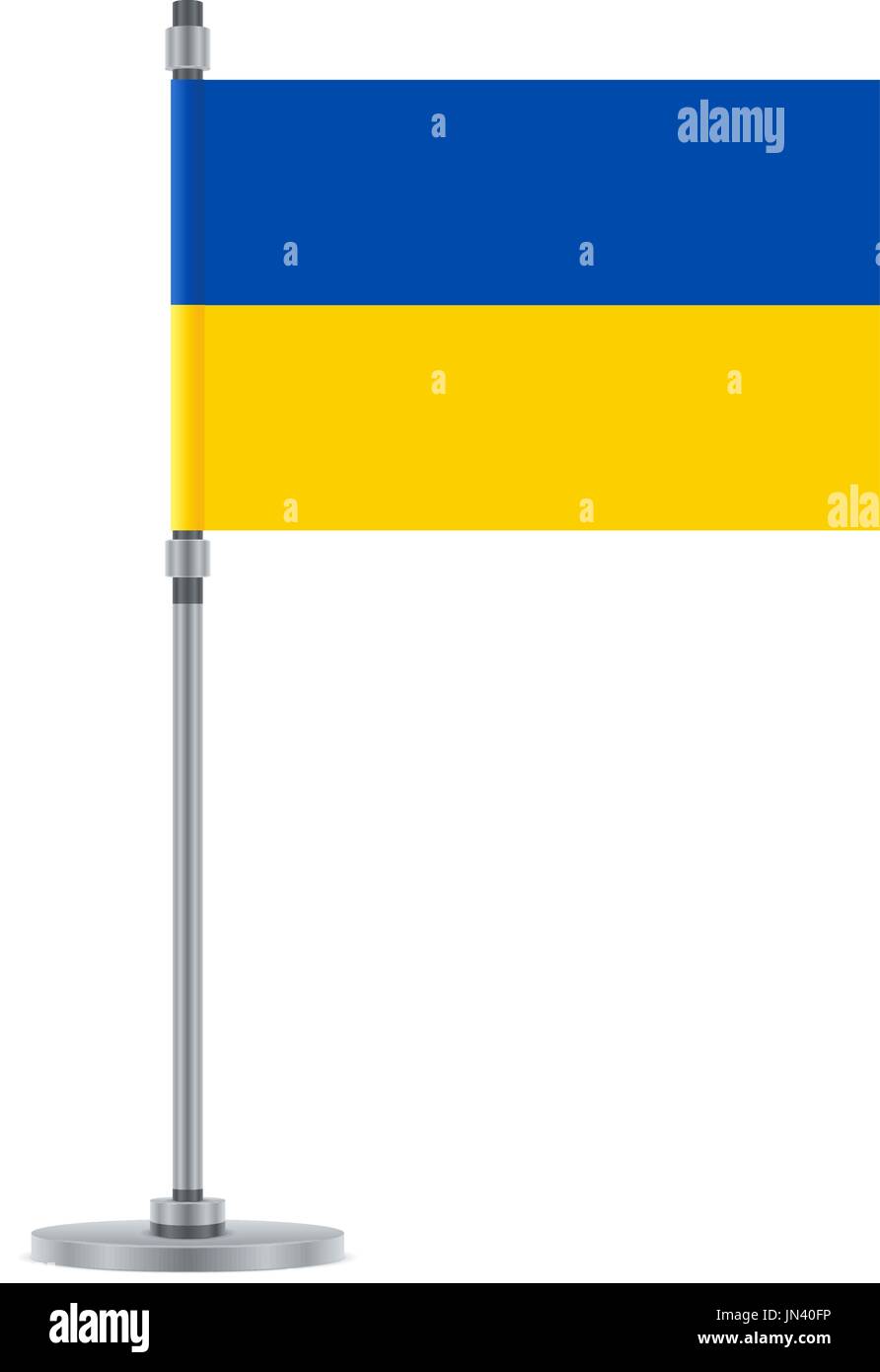 La conception du pavillon. Pavillon ukrainien sur le poteau métallique. Modèle isolé pour vos dessins. Vector illustration. Illustration de Vecteur