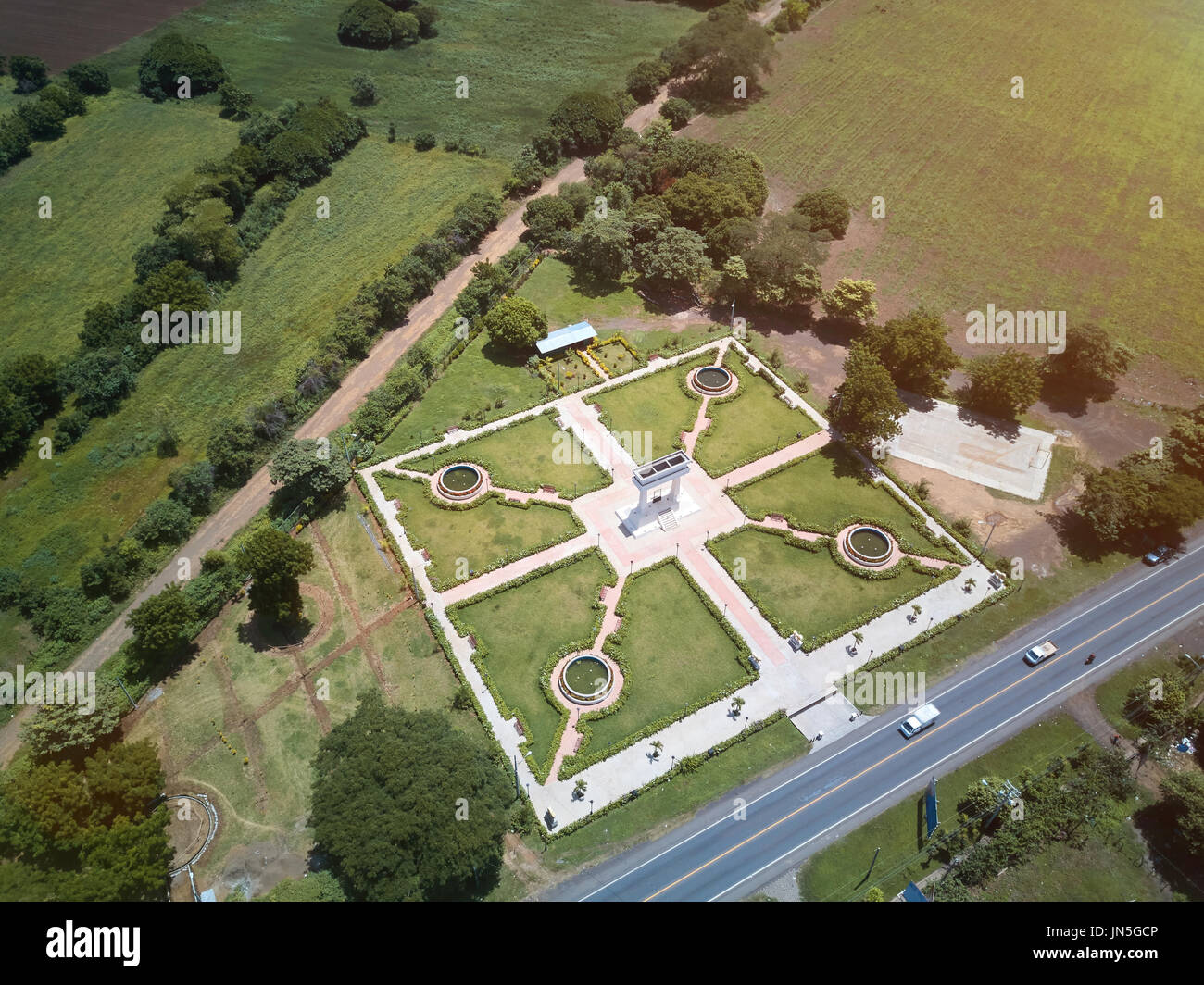 Square park Vue de dessus. Ruben Dario park dans la ville de Leon au Nicaragua Banque D'Images