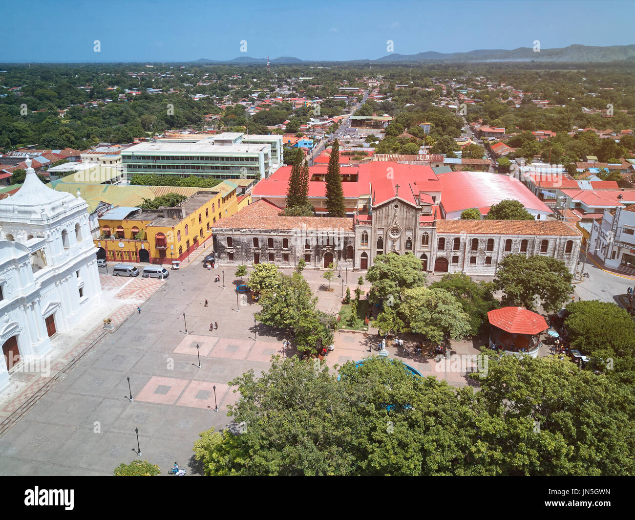 Vue panoramique aérienne de la ville de Leon au Nicaragua. Destination Voyage au Nicaragua Banque D'Images
